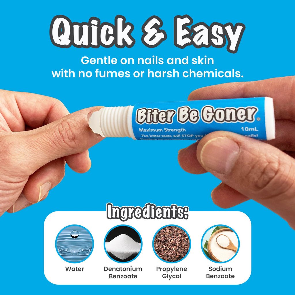 Biter Be Goner Nail Deterrent, Treatment for Kids and Adults, Non-Glossy Invisible Coating, Stop Nail Biting and Thumb Sucking Today, 0.3 Fl Oz