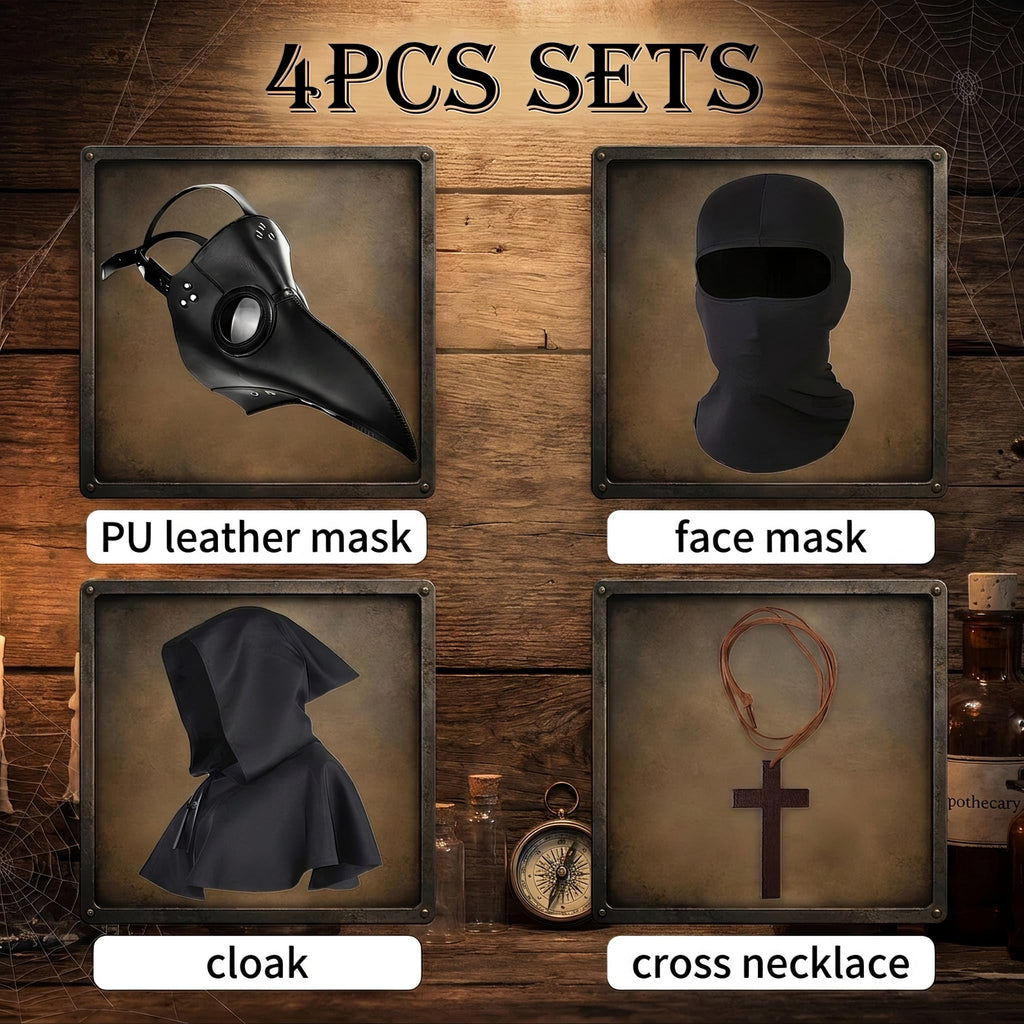 HAOSUN Halloween Plague Doctor Mask Scary Costumes for Adult Men Teen
