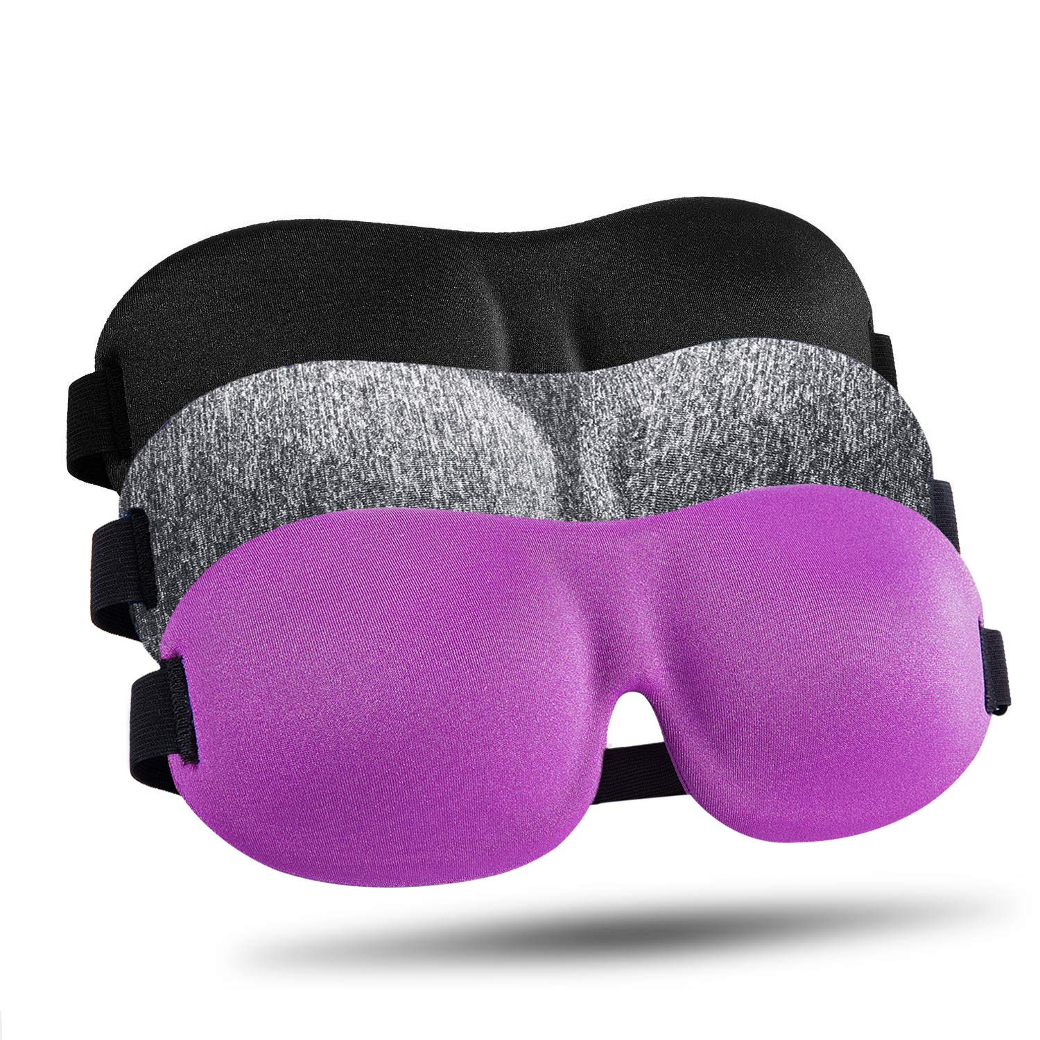 LKY DIGITAL Sleep Mask for Side Sleeper 3 Pack, Blackout 3D Eye Mask for Sleeping, Night Blindfold for Men Women