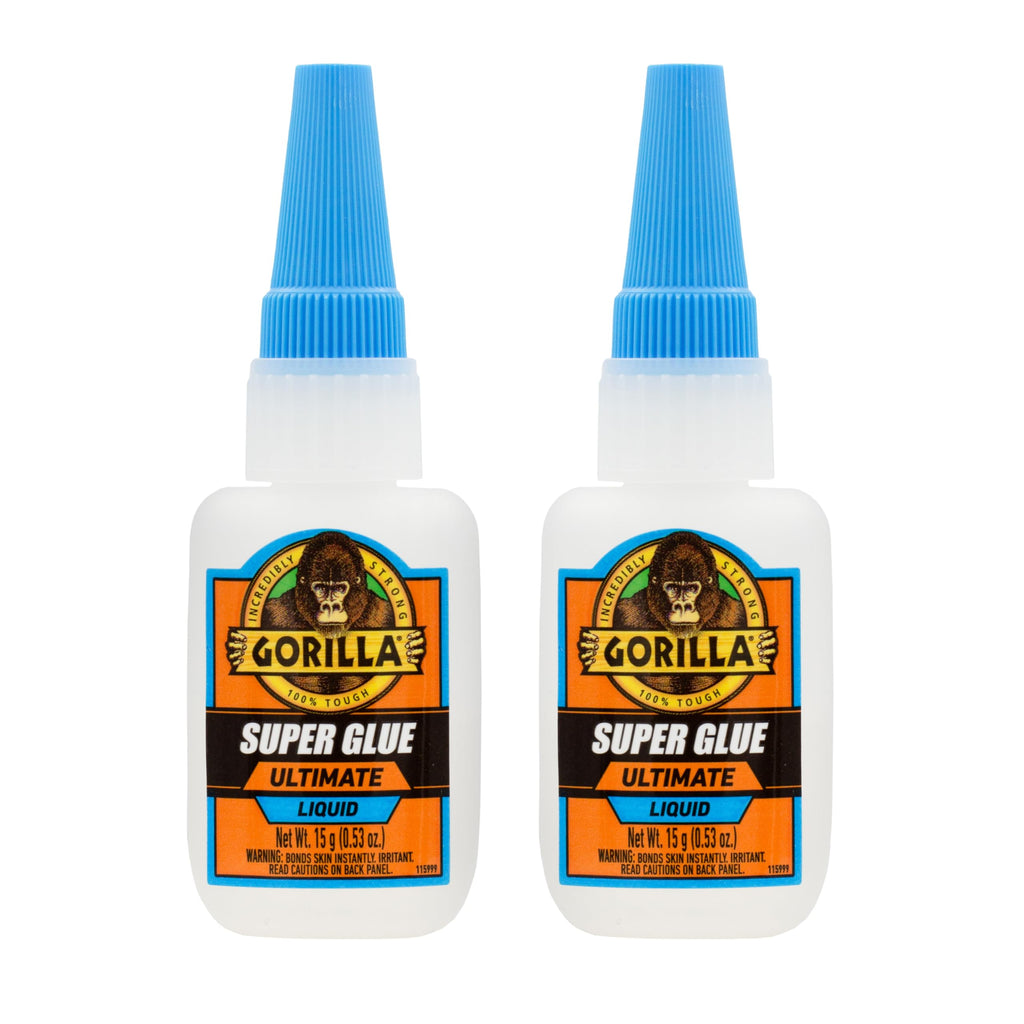 Gorilla Ultimate Super Glue, Fast Set Time, Clear, 15 g, 2-Pack