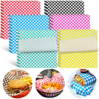 Ninsula Deli Paper Sheets 126P, 11.5x11.5 In Checkered Sandwich Paper Wraps, 6 Colors Basket Liners For Food Serving, Grease Resistant Burger Wrappers for BBQ, Picnic, Party(Colorful)