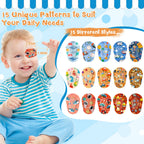 75 Pcs Adhesive Eye Patches for Kids Boys, 15 Cute Styles, 3 x 2 Inch Latex Free Breathable Cotton Adhesive Eye Patch for Amblyopia Lazy Eye, Light Blocking Disposable Eye Pad for Toddler Boys
