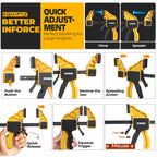 EQUIPTZ 12 inch Bar Clamps for Woodworking – 2 Pack Quick Grip Clamps Set with 150 lbs Force – Wood Clamps for Gluing, Carpentry, DIY, and Metalworking (12 inch Size, 2 Pack)