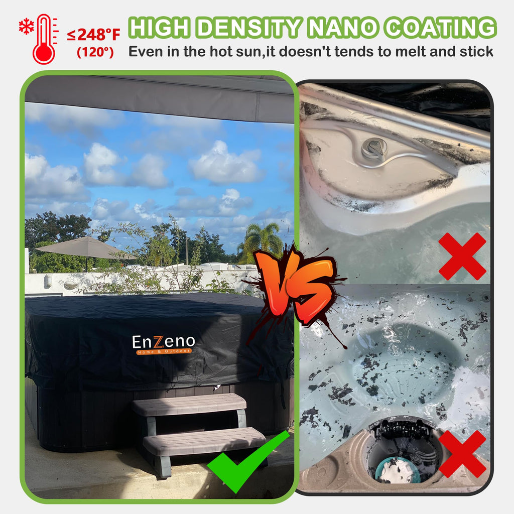 Enzeno Outdoor SPA Hot Tub Cover Waterproof Square 86 x 86 inch fit 84 x 84 or 83 x 83 or 82 x 82 or 7 ft x 7 ft 420D Heavy Duty Cub Hot Tub Lid Protectors Protective Cover Cap