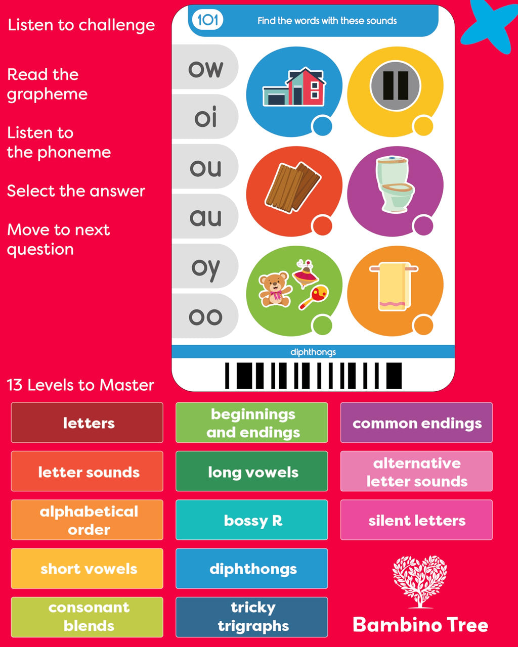 Phonics Learning Pad - Electronic Phonics Reading Game for Kids Ages 5-11 - Learn to Read in 720 Phonic and Letter Sound Questions - Vowels, Consonant Blends, Digraphs, Diphthongs