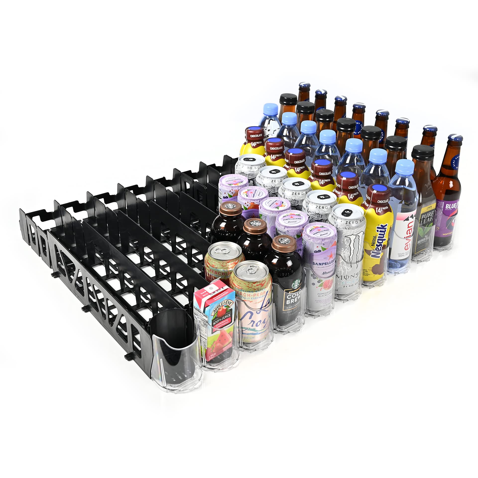 Display Technologies Visi-FAST Spring Push Drink Dispenser, Refrigerator Organizers and Storage for 12/16 oz Beverages, Bottles, and Cans, Drink Dispenser for Fridge, Commercial and Home, (Pack of 1)