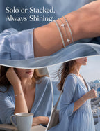 Fansilver 3 Pcs Sterling Silver Bracelets for Women Trendy Stackable Bracelet Set Adjustable Bracelet 925 Sterling Silver Link Chain Cubic Zirconia Bracelets Waterproof Jewelry Set
