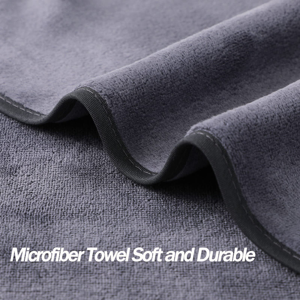 Wuwahold Microfiber Gym Towels Bigger Size Super Soft for Exercise Fitness, Sports, Workout, 380-GSM 15-Inch x 31-Inch Quick-Drying Towels (3 Pack, Grey+Blue+Navy Blue)
