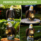 YDKOJGW 250 Anniversary USA Bald Eagle Garden Statue,Solar Garden Outdoor Statues Bald Eagle with Light, Lawn Decor Statue for Patio, Balcony, Yard Ornament,Home Decor Gift for Men Father