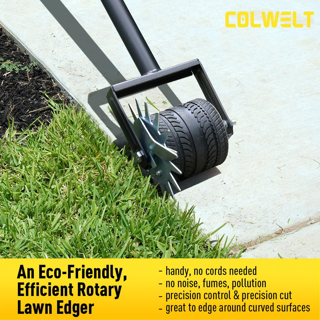 Colwelt Wheel Rotary Edger Lawn Tool 59’’, Manual Lawn Edger with Extra-Wide Rubber Wheel, Lawn Edgers Manual with Reinforced Bracket, Grass Edger Edging Tool for Landscaping, Sidewalk, Driveway, Yard