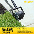 Colwelt Wheel Rotary Edger Lawn Tool 59’’, Manual Lawn Edger with Extra-Wide Rubber Wheel, Lawn Edgers Manual with Reinforced Bracket, Grass Edger Edging Tool for Landscaping, Sidewalk, Driveway, Yard