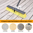 18 Inches Push Broom Outdoor- Heavy Duty Broom with 63" Long Handle for Deck Driveway Garage Yard Patio Concrete Floor Cleaning