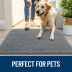 OLANLY Dog Door Mat for Muddy Paws 48x30, Super Absorbent Chenille Mud Mat