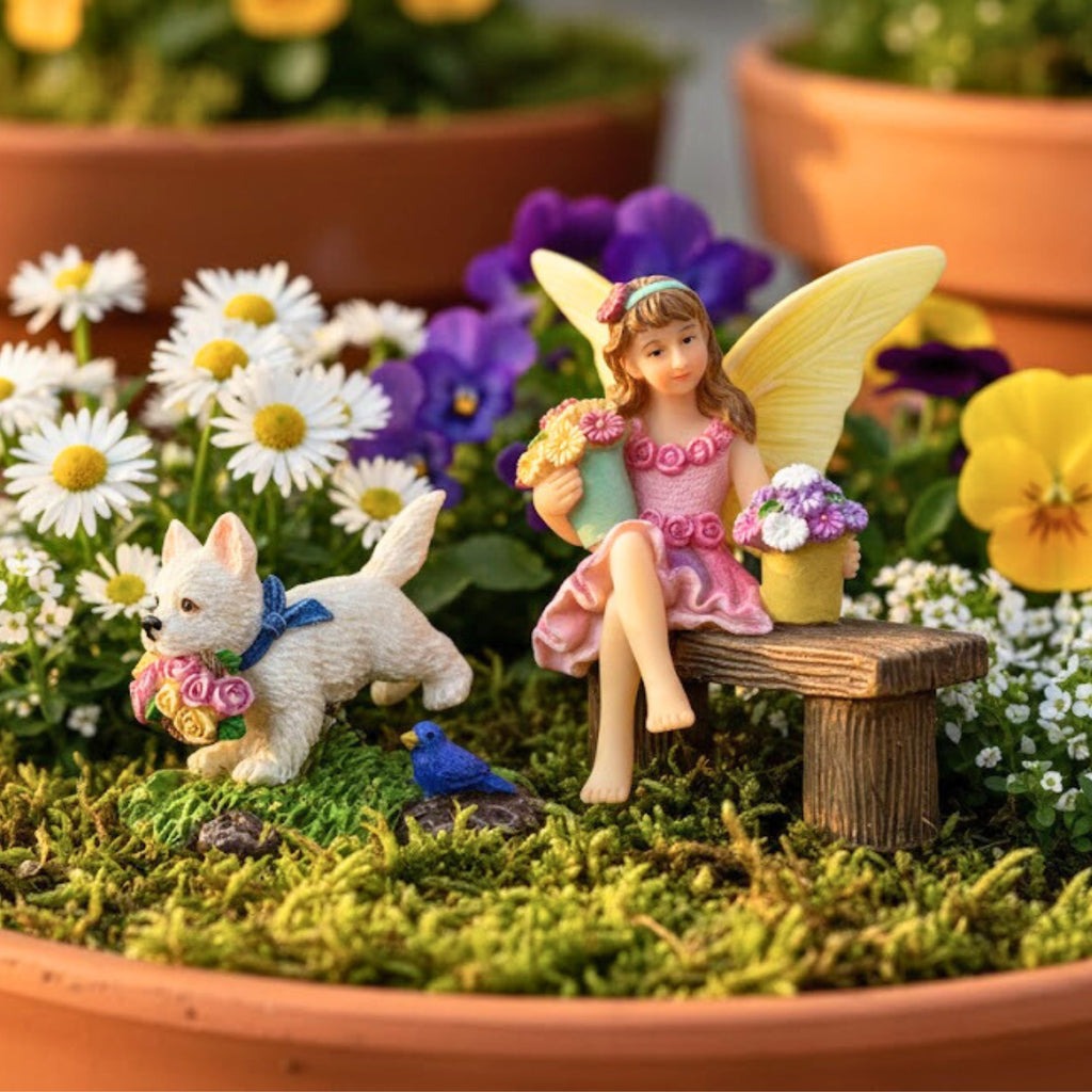 PRETMANNS Fairies for Fairy Garden - 4 Piece Set with Tree Swing