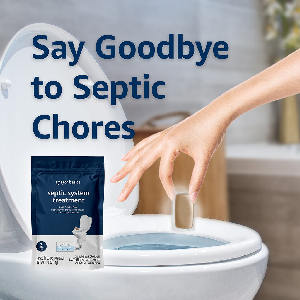 Amazon Basics Septic Treatment Pouch, Unscented, 0.63 oz (Pack of 6), 3 Month Supply, 1.9 oz