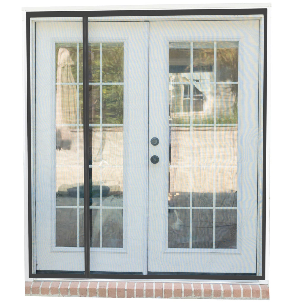 Fenestrelle Magnetic Screen Door for French & Sliding Door – Heavy Duty, Hands Free Fiberglass Mesh with Self Closing Magnetic Seal, Black Trim – Fits 70" x 80" Doors (Screen Size 72" x 82")