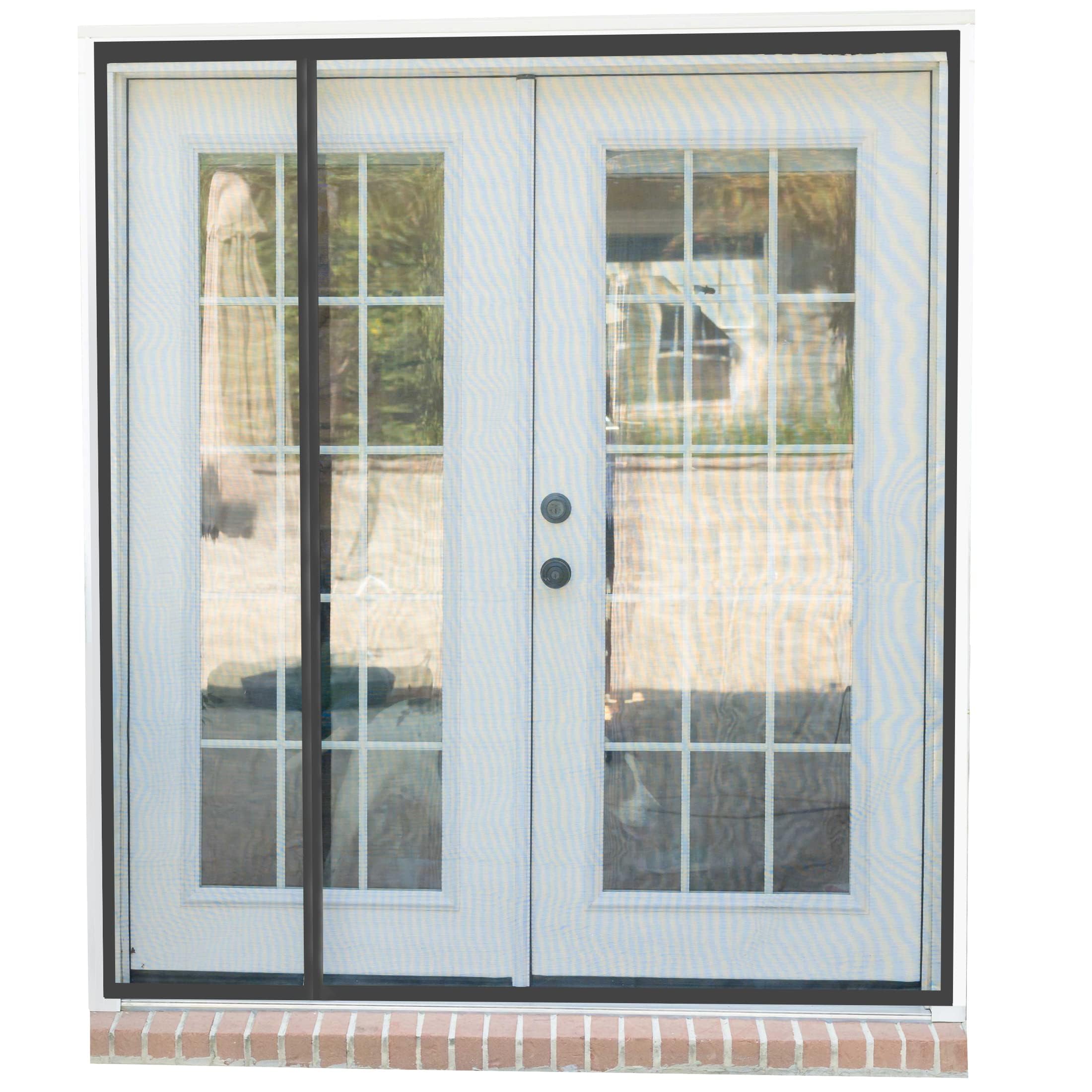 Fenestrelle Magnetic Screen Door for French & Sliding Door – Heavy Duty, Hands Free Fiberglass Mesh with Self Closing Magnetic Seal, Black Trim – Fits 70" x 80" Doors (Screen Size 72" x 82")
