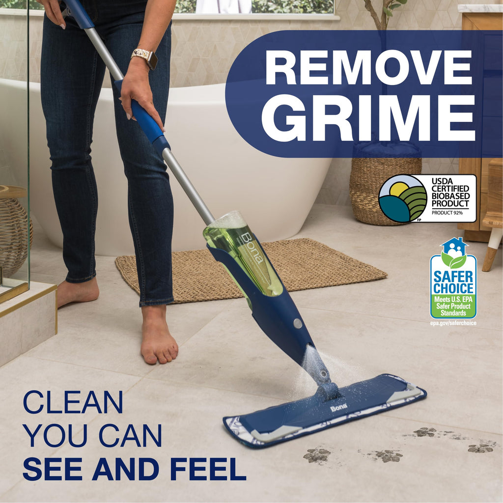 Bona Premium Motion Multi-Surface Floor Spray Mop - Includes Multi-Surface Floor Cleaning Solution and Machine Washable Microfiber Cleaning Pad - for Stone, Tile, Laminate, and Vinyl Floors