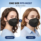 HiMask KN95 Face Masks 50 Pack Individually Wrapped 5-Layer Disposable Face Mask Black
