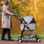 Pet Stroller 4 Wheels Dog Cat Stroller for Small Medium Dog Cats Carrier Jogger Travel Foldable Puppy with Detachable Carrier