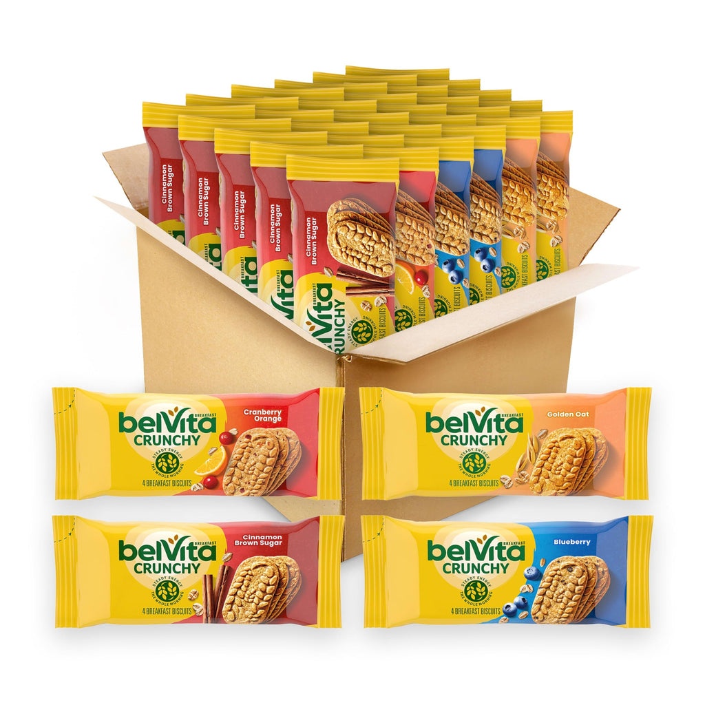 belVita Breakfast Bars Biscuits Variety Pack, 4 Flavors, 30 Packs