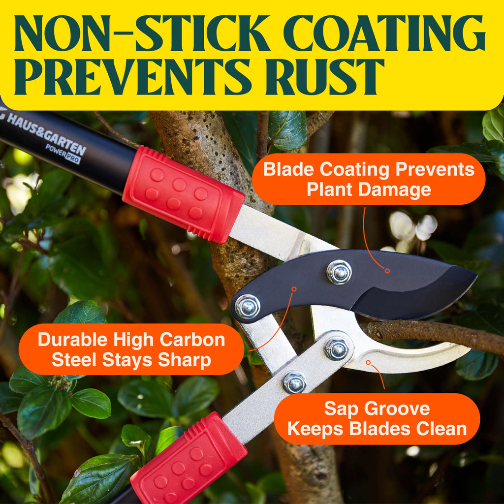 Haus & Garten PowerPRO Compound Action 29" Bypass Loppers - Use as loppers for tree trimming, branch cutters, heavy-duty garden pruning tree clippers, lopping shears
