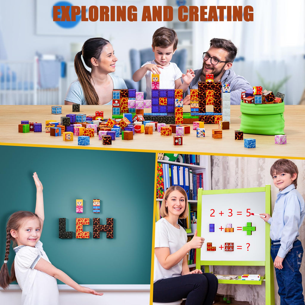 Magnetic Blocks - Build Magnet World Magic Portal Set, Magnetic Tiles Building Blocks Toddler Toys STEM Sensory Outdoor Toys for 3+ Year Old Boys & Girls, Creative Kids Games Kids Toys-120PCS