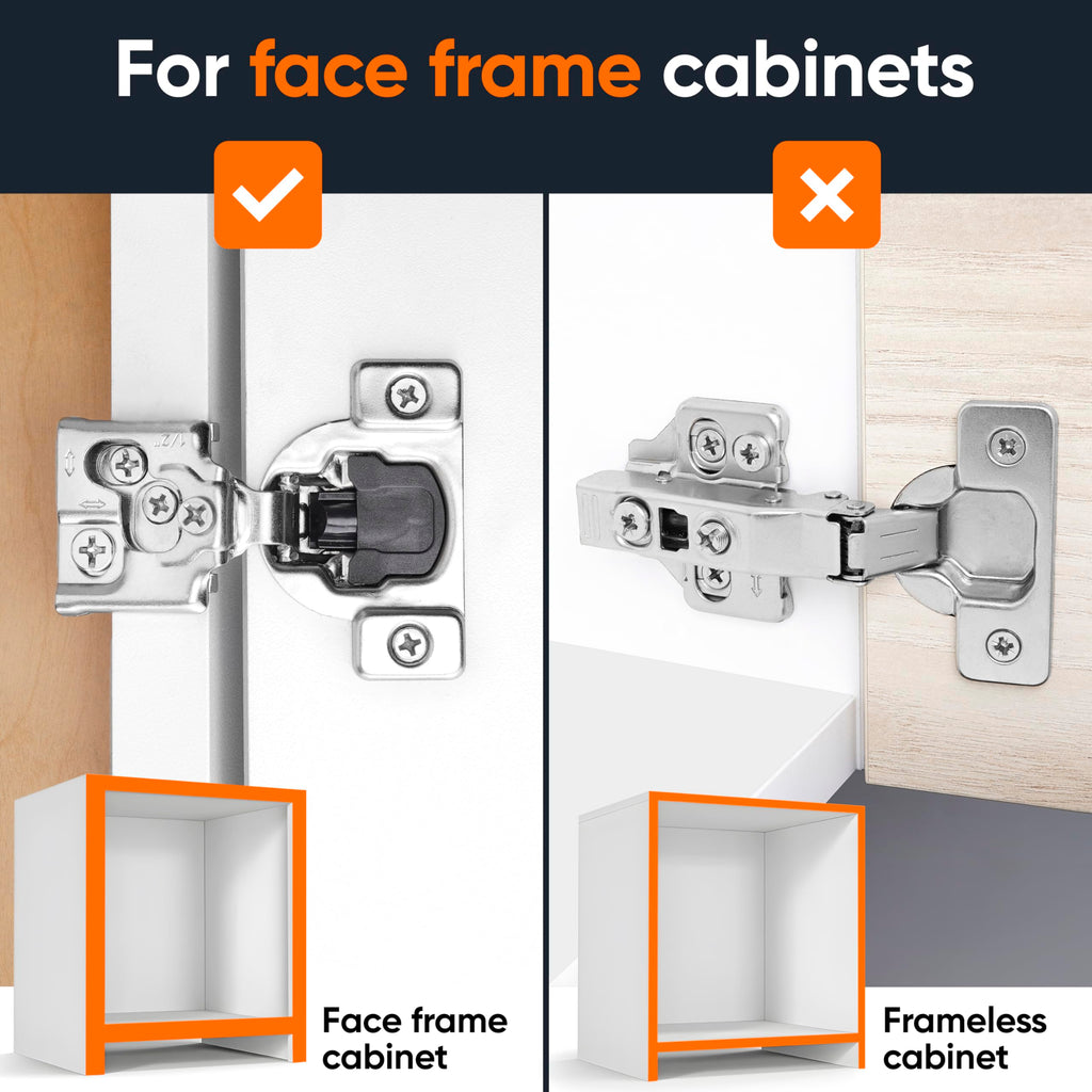 Decobasics 30 Pack Soft Close Cabinet Hinges – 1/2" Overlay for Kitchen Cabinet Doors, Slow Self-Closing Concealed Hidden Hinges for Face Frame –Stainless Steel, 3-Way Adjustable & Quiet Close Damper