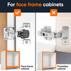 Decobasics 30 Pack Soft Close Cabinet Hinges – 1/2" Overlay for Kitchen Cabinet Doors, Slow Self-Closing Concealed Hidden Hinges for Face Frame –Stainless Steel, 3-Way Adjustable & Quiet Close Damper