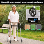 Narrow Folding Walkers for Seniors,Aluminum Lightweight Walkers with Wheels, Adjustable Width and Height Front Wheel Walker for Elderly and Disabled, Supports up to 350 lbs