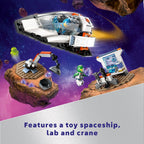 LEGO City Spaceship and Asteroid Discovery Toy Building Set, Gift for Kids Ages 4 Years Old and Up who Love Pretend Play, Includes 2 Space Crew Minifigures, Alien, Crystals, and Crane Toy, 60429
