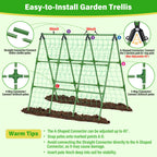 Sunwinx 53x51 Inch Cucumber Trellis for Raised Bed, Adjustable A-Frame Garden Trellis for Climbing Plants Outdoor with Climbing Net, Meal Plant Trellis for Vegetables Pea Bean Tomato Grape Squash