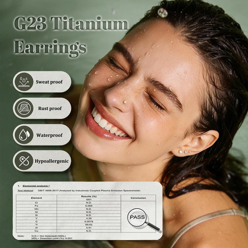 GEMQUEEN 4 Pairs G23 Titanium Flat Back Earrings Hypoallergenic 16G