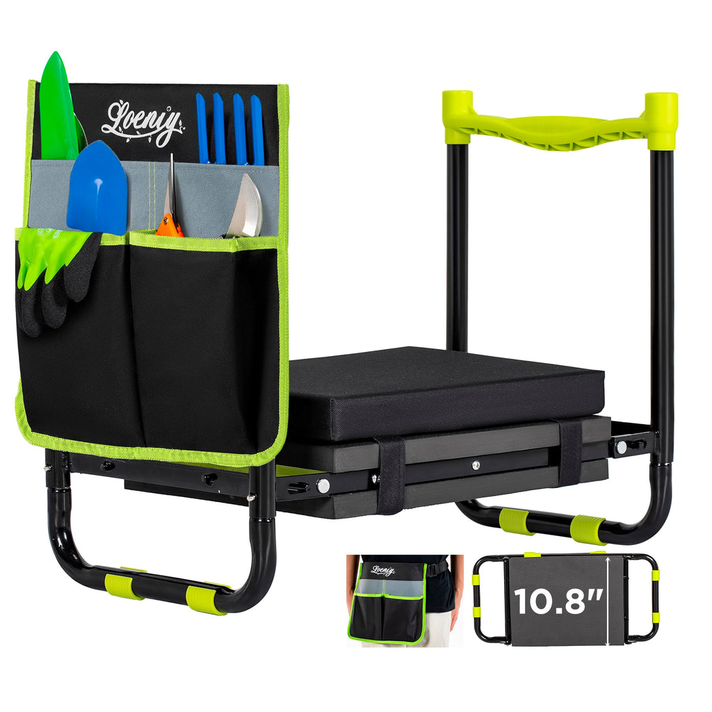 LOENIY 10.8” Wide Garden Kneeler and Seat, Heavy Duty Foldable Garden Stool