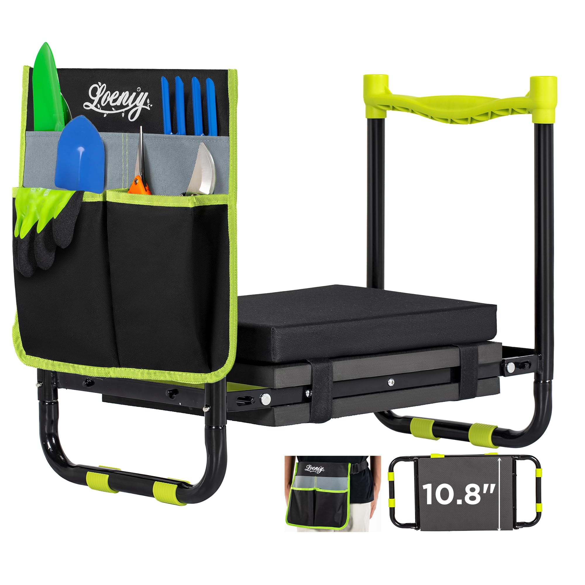 LOENIY 10.8” Wide Garden Kneeler and Seat, Heavy Duty Foldable Garden Stool