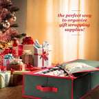 Premium Wrapping Paper Organizer Storage | Gift Wrap Holder With Extra Pockets for Christmas Decorations, Reinforced Handles, Heavy Duty, Ultra-Durable, Tear-Proof Fabric - Fits Up to 27 Rolls (Green)