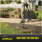 Jardineer Bow Rake Heavy Duty, Long Handle Metal Rakes for Gravel, Rocks, Lawns Leaves, Soil Leveling, Landscaping, Garden Rake with 18 Steel Tines (59 Inches)