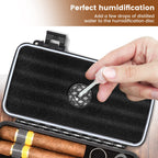 Flauno Travel Cigar Humidor Case - Portable Humidor Kit with Lighter (Without Gas), Cutter, Holder, Humidifier & Dropper, Waterproof, Crushproof, Airtight Seal (Holds up to 5 Cigars)