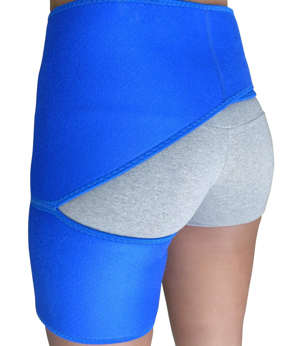 Hip Brace for Sciatica Pain Relief, Thigh Injury, Hip Fleхоr Strain, Pulled Groin Muscles, Hamstring Pull, Sacroiliac SI Joint, Sciatic Nerve, Lower Back Pain - Compression Ortho Support Stabilizer Wrap for Men, Women (Blue)