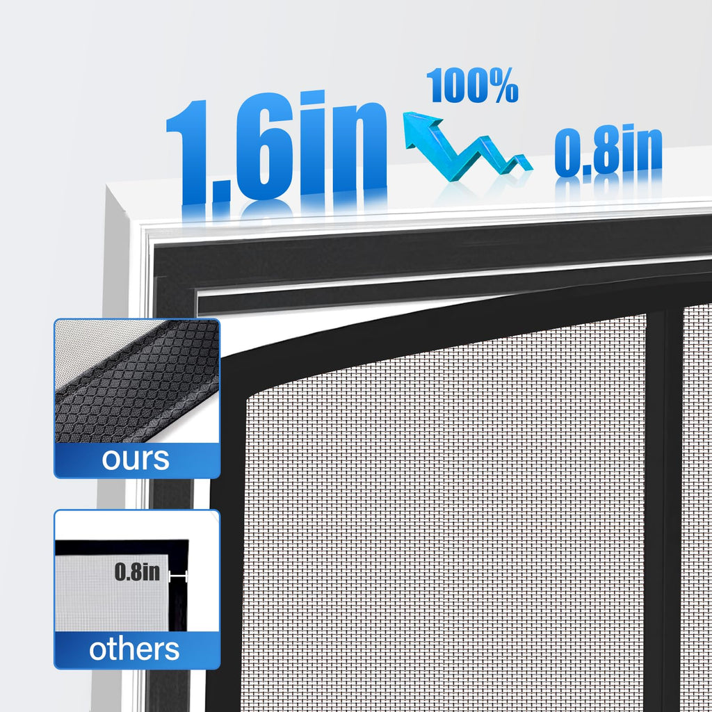 LONGEAS Magnetic Screen Door Upgraded PET Mesh Stronger Than Fiberglass and Polyester,Hands Free,Keeps Bugs Out,Pet & Kid Friendly,Suitable for Sliding Door,Large Patio Door and French Door-72''x80''