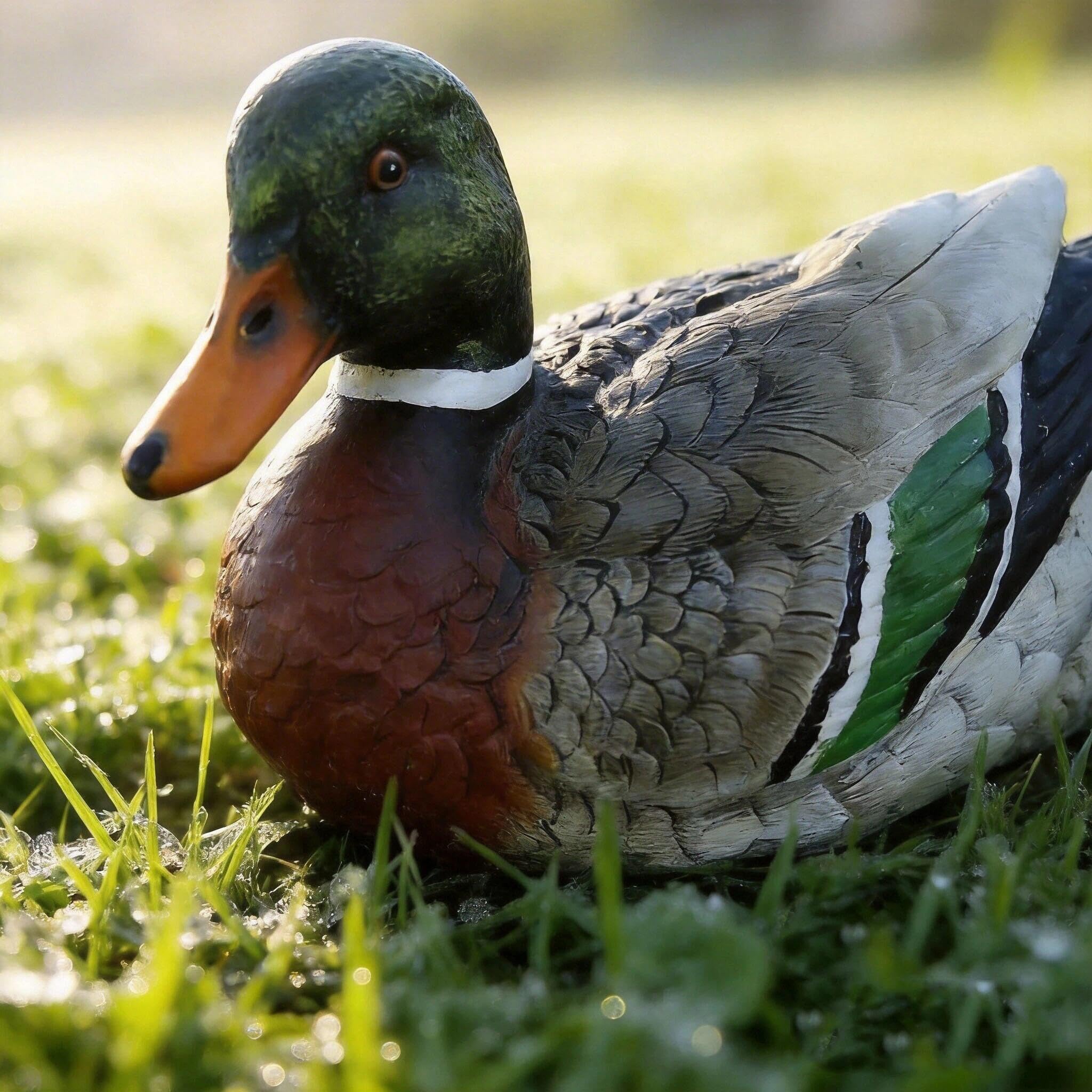 PTAHAN Mallard Duck Decor Single Outdoor Statue-Realistic Resin Floating Mallard Duck, Waterproof for Pond, Garden, Patio, Pool, Backyard Lawn Ornament. Also Great As Cake Topper.