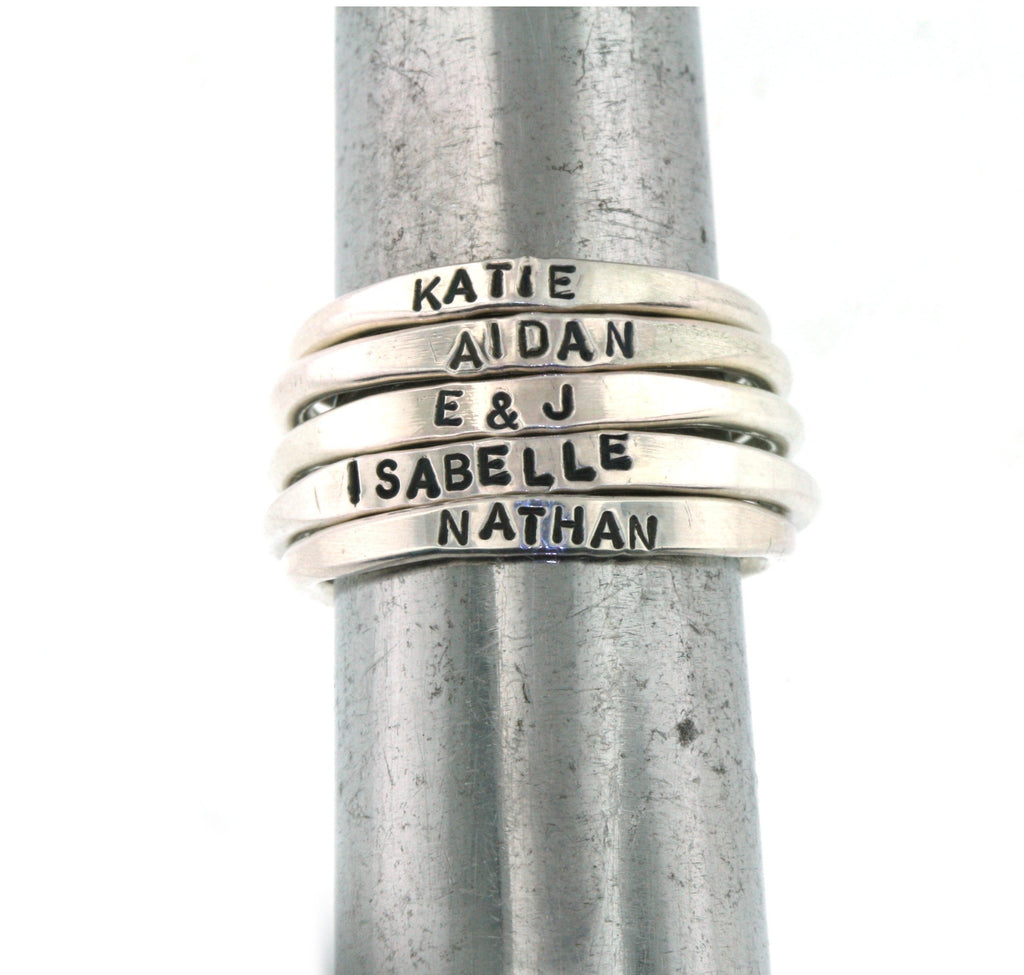 By Hannah Design Teeny Tiny Stacking Sterling Silver Ring Personalized Ring