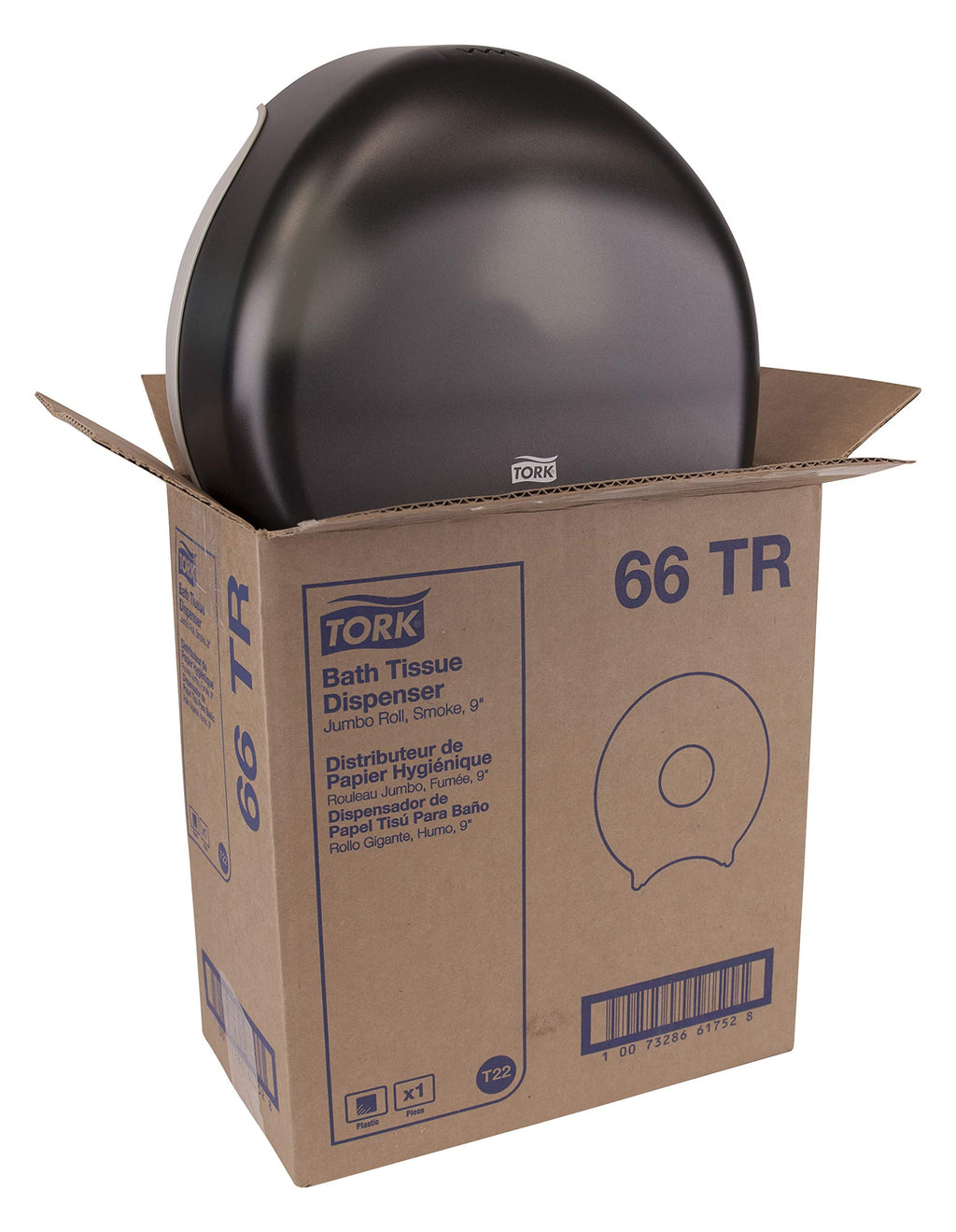 Tork Jumbo Toilet Paper Roll Dispenser Smoke T22, High Capacity, 66TR