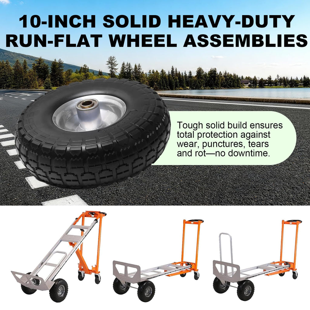 Storystore 2-Pack 4.10/3.50-4 Tire and Wheel - 10 Inch Solid Rubber Tire Wheels with 5/8" Bearings, 2.2" Offset Hub for Hand Truck, Trolley Dolly, Garden Cart and Wheelbarrow