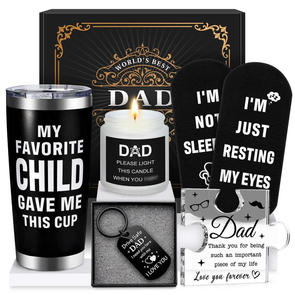 Gifts for Dads Birthday Funny Dad Gifts from Daughter Son Kids Cool Father Happy Birthday Gift Ideas for Dads Presents Basket for Best Dad Ever, Daddy Father Gift Stuff for Christmas, Fathers Day