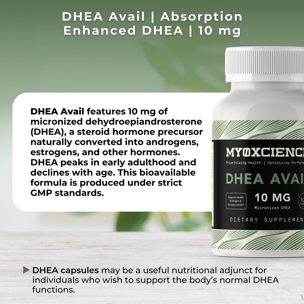 MYOXCIENCE DHEA Avail | Absorption Enhanced DHEA | 10mg, 120 Servings