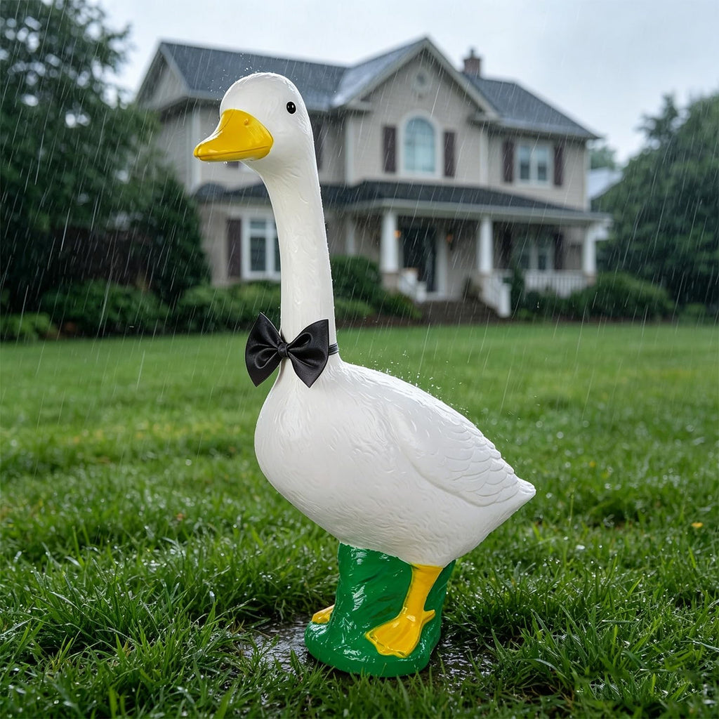 Stentec 23 Inch White Large Goose Garden Statue, Plastic Geese Figurine with Posable Adjustable Neck Design, Weatherproof for Yard Art Lawn Patio Porch Farmhouse Indoor Outdoor Home Decor