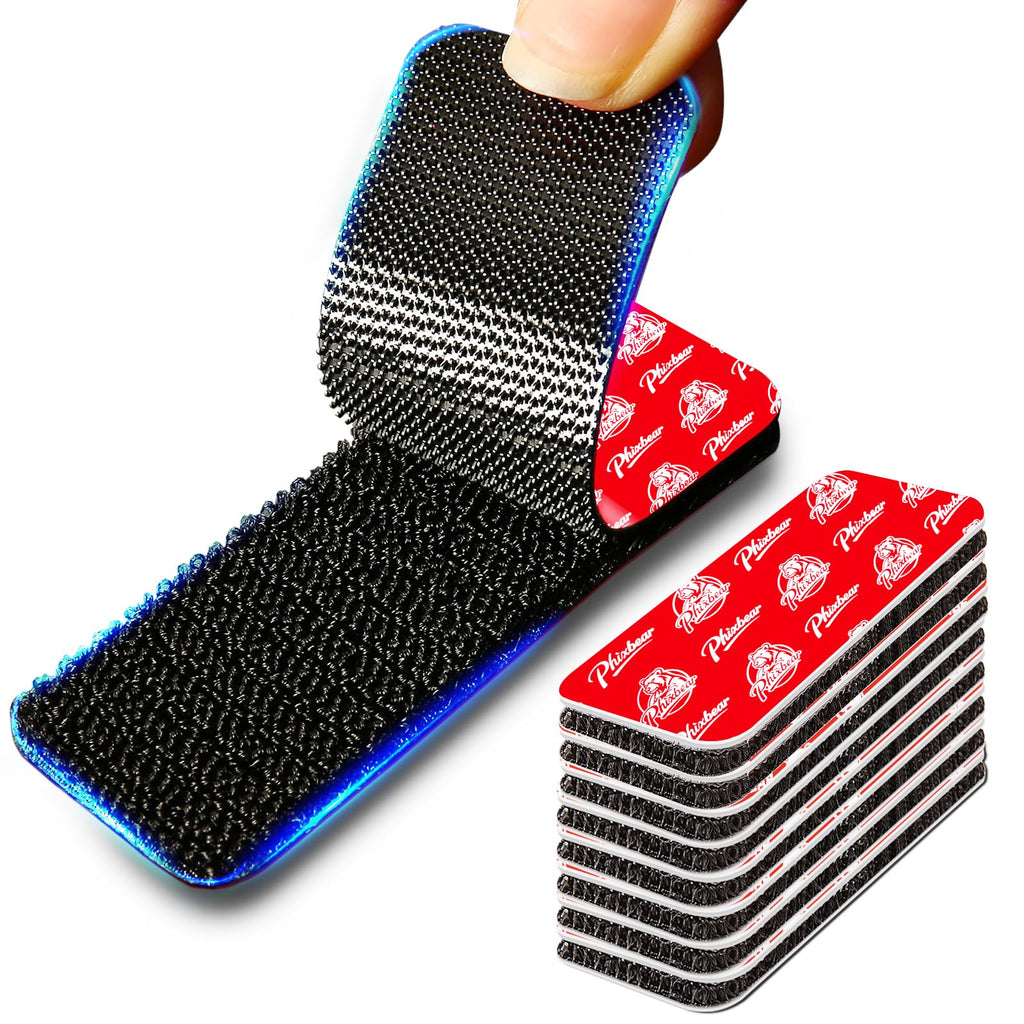 PHIXBEAR 20 Sets Super Adhesive Hook and Loop Strips Heavy Duty, Heat Resistant Waterproof, Outdoor or Indoor Use, Black 1.2x3.2 Inch