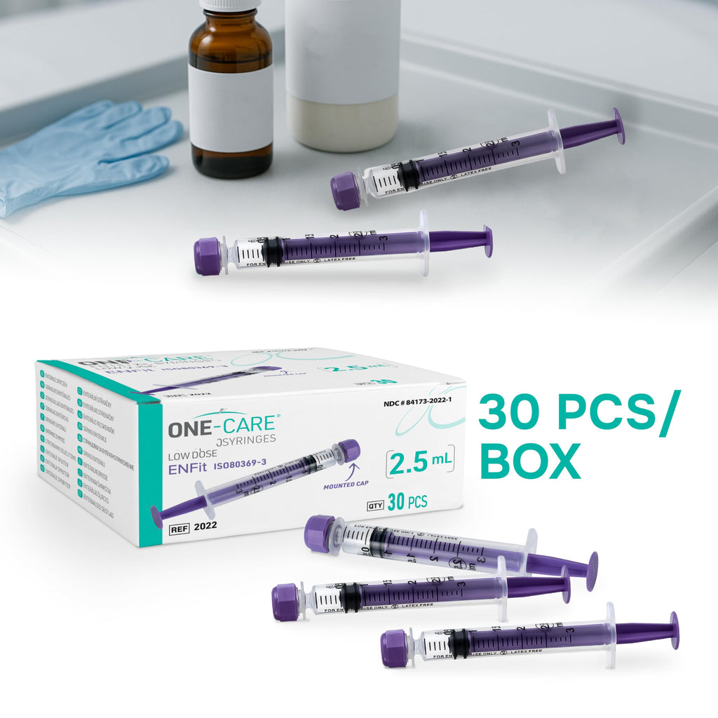 ONE-CARE ENFit Syringes 3ml with Mounted Cap, Sterile, 30/bx Blister-Packed Syringes
