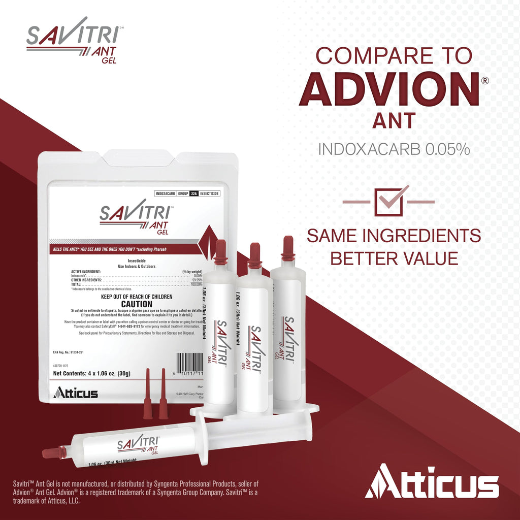 Atticus Savitri Ant Gel Bait (4 x 30 Grams) - Indoor and Outdoor Use - Indoxacarb Ant Killer